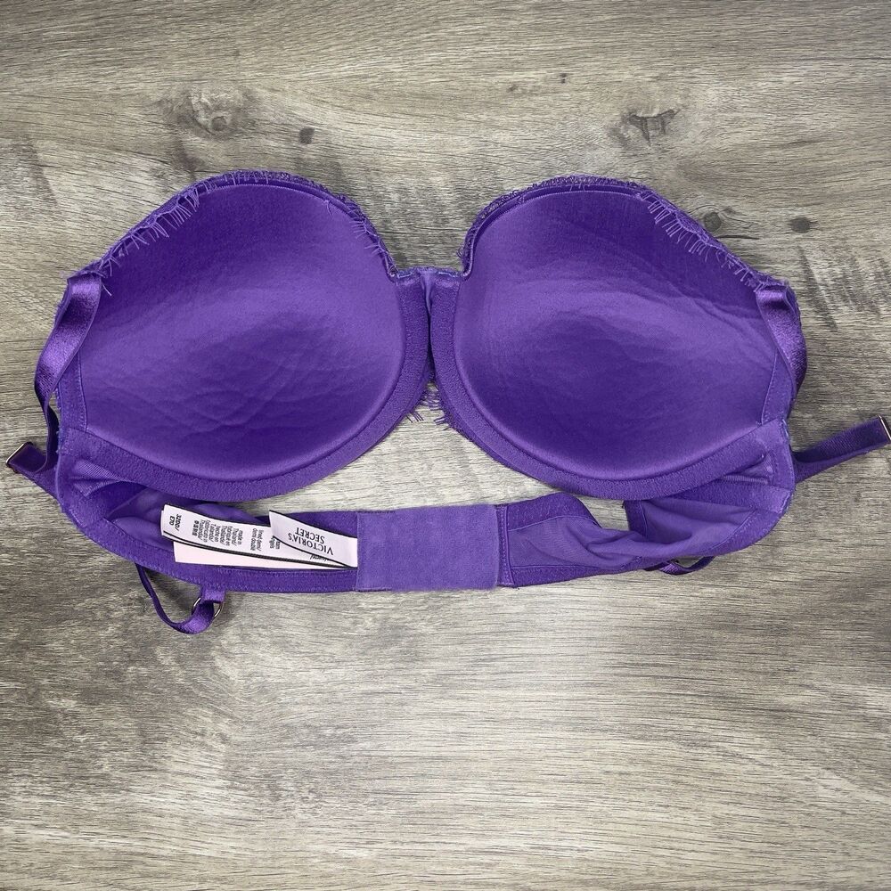 Victoria's Secret Dream Angels Bra Size 32DD Lined Demi Purple Floral Lace NWOT - Picture 2 of 10
